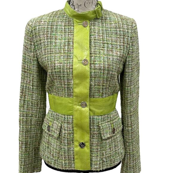 DOLCE & GABBANA Water Snake Green Tweed Boucle Blazer - Picture 1 of 12